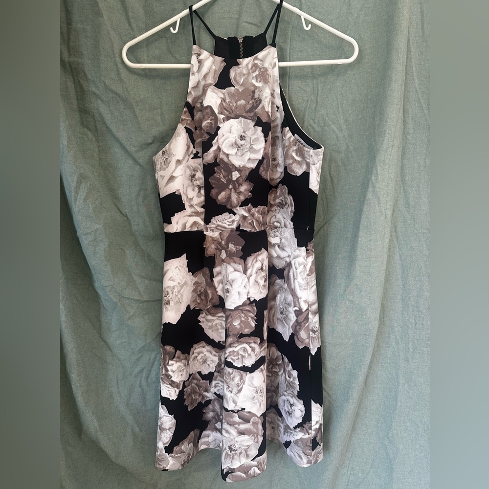 Floral Black and White Dress